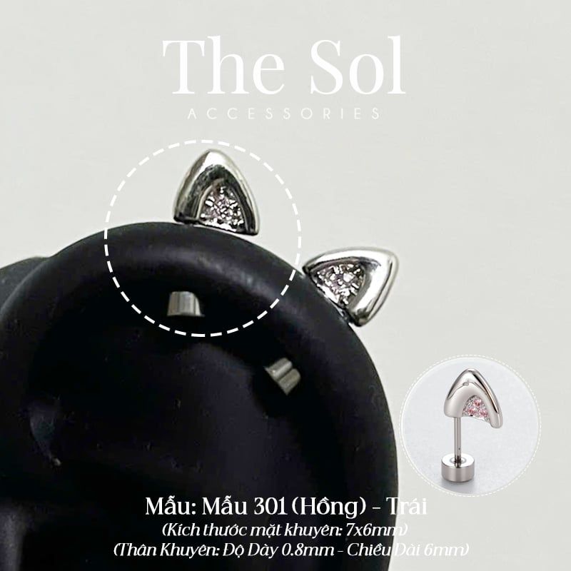  Khuyên Tai Thép Xi Mạ Cat's Ear - Mẫu 301 