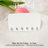  Set Bông Tai Hàn Quốc Đá Trắng - 6 Chiếc 