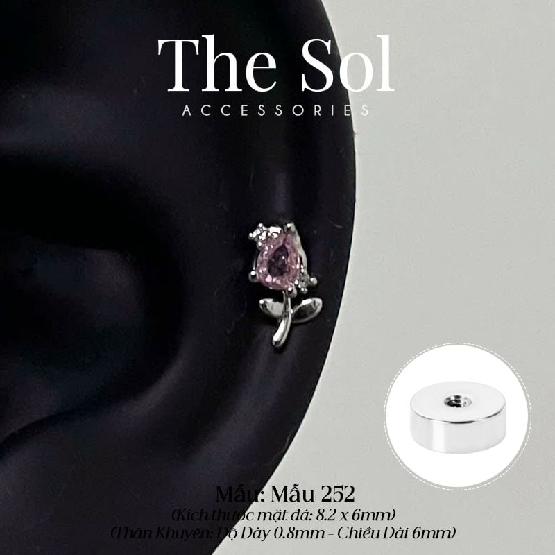  Khuyên Tai Thép Xi Mạ Pinky Rose - Mẫu 252 