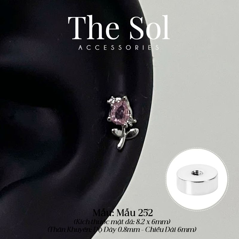  Khuyên Tai Thép Xi Mạ Pinky Rose - Mẫu 252 