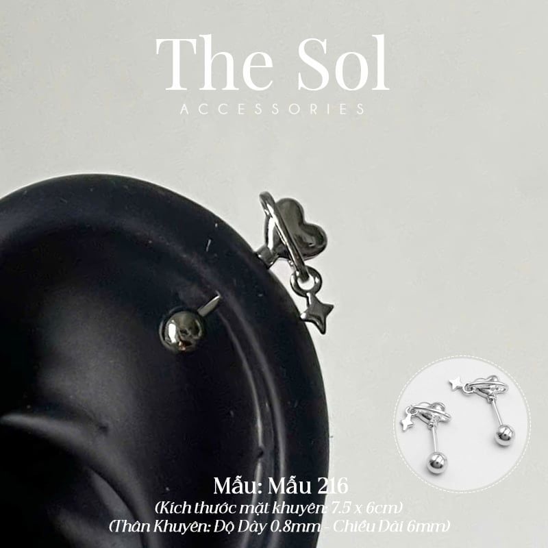  Khuyên Tai Thép Xi Mạ VERTICAL HELIX - Mẫu 216 