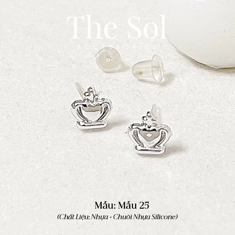  [SHOPEE] Bông Tai Nhựa Nhiều Mẫu Chuôi Su - Màu Bạc 