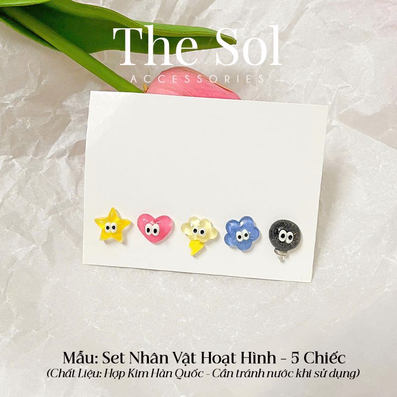  Set Bông Tai Hàn Quốc Nhân Vật Hoạt Hình - 5 Chiếc 