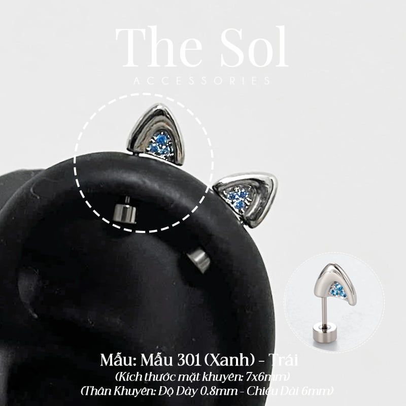  Khuyên Tai Thép Xi Mạ Cat's Ear - Mẫu 301 