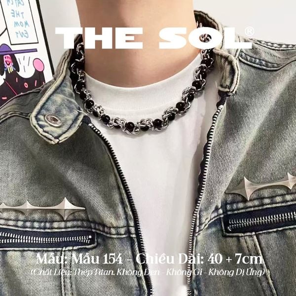  Dây Chuyền Titan Unisex Black Pearl Chain - Mẫu 154 