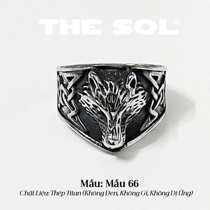  Nhẫn Titan Unisex The Wolf - Mẫu 66 