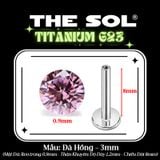  Khuyên Tai TITANIUM G23 Đính Đá Tròn Nhiều Màu 