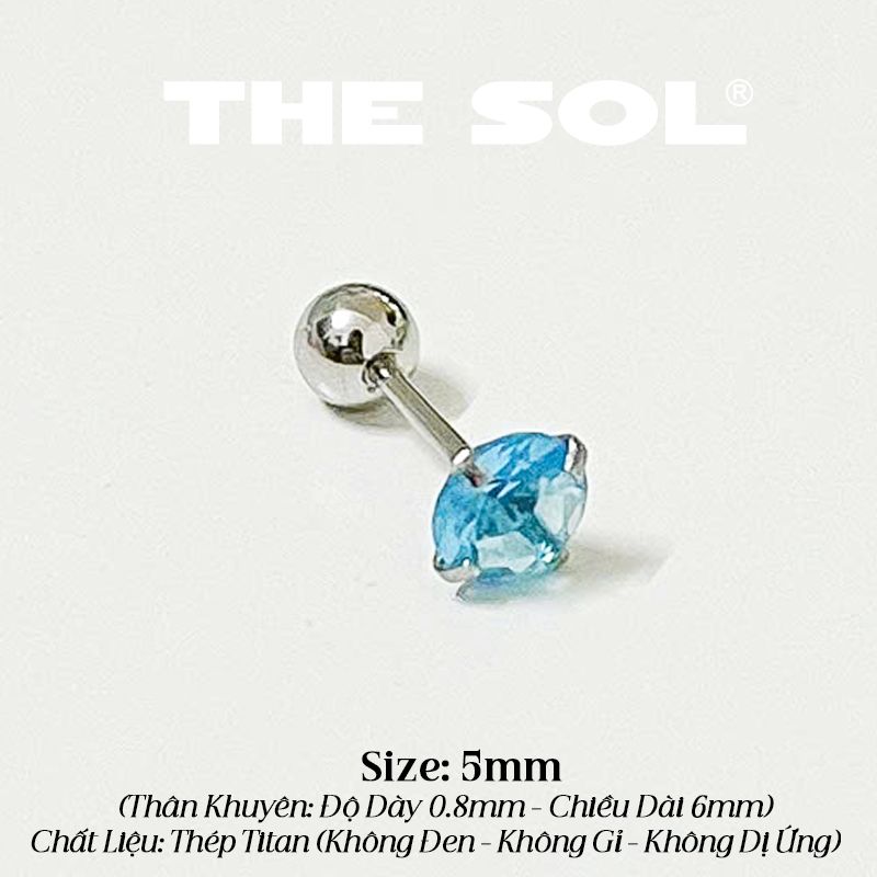  Khuyên Tai Titan The Basic Ngọc - Tròn Xanh Dương 
