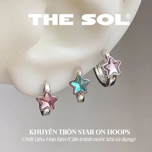  Khuyên Tai Hợp Kim Khuyên Tròn Star On Hoops 