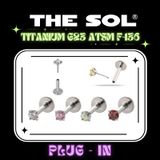  Khuyên Tai TITANIUM G23 ATSM F-136 PLUG-IN Đính Đá Tròn 