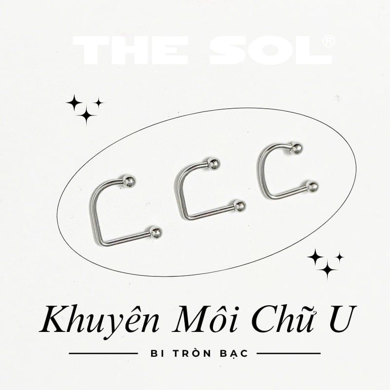  Khuyên Môi Titan Unisex Chữ U Bi Tròn 