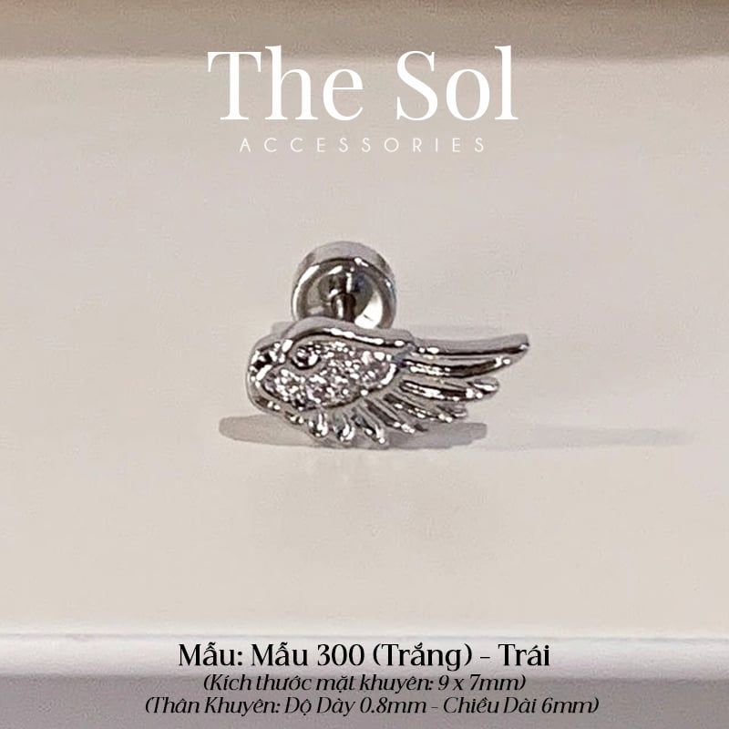  Khuyên Tai Thép Xi Mạ The Wing - Mẫu 300 
