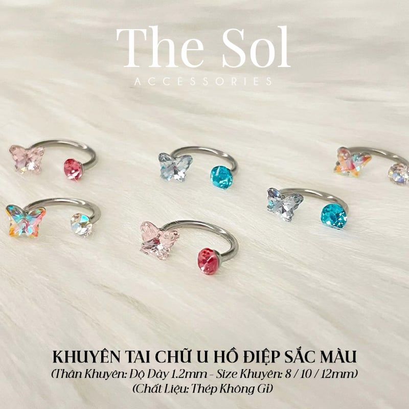  Khuyên Tai Thép Không Gỉ SEPTUM Hồ Điệp Màu Sắc 