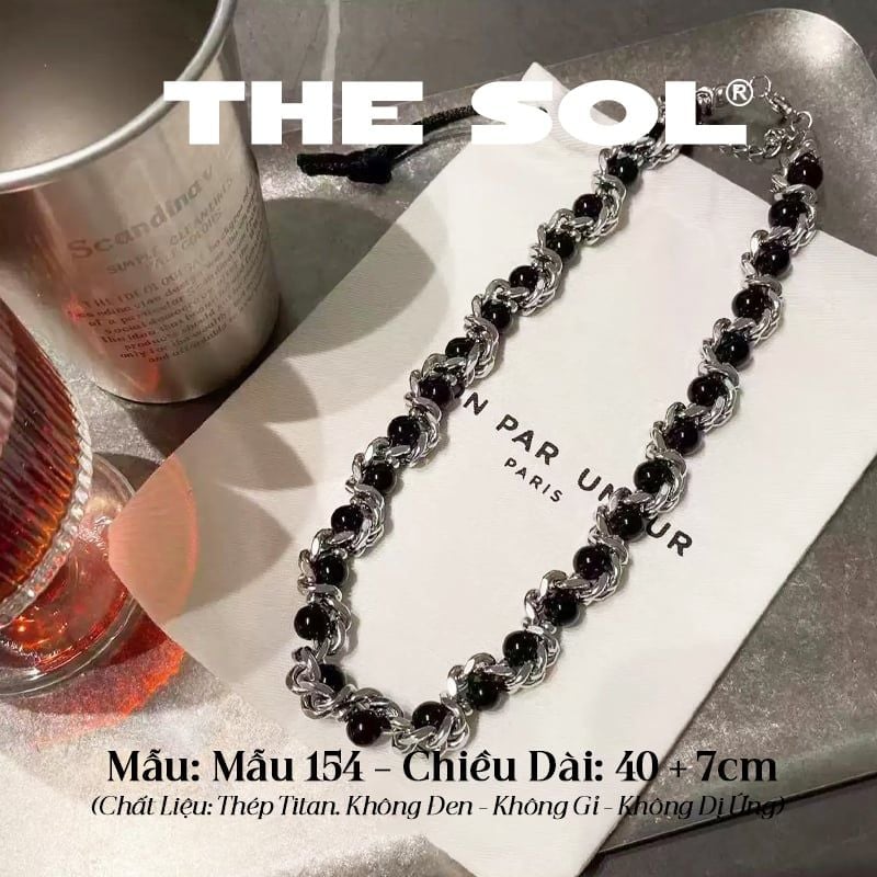  Dây Chuyền Titan Unisex Black Pearl Chain - Mẫu 154 