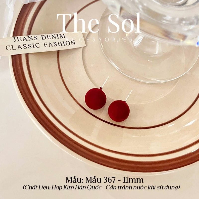  Bông Tai Hàn Quốc Velvet Marble - Mẫu 367 