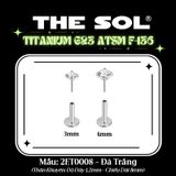  Khuyên Tai TITANIUM G23 ATSM F-136 PLUG-IN Đính Đá Tròn 