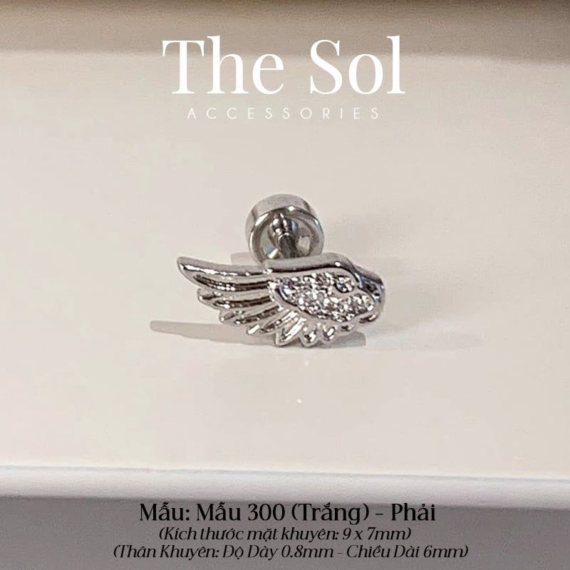  Khuyên Tai Thép Xi Mạ The Wing - Mẫu 300 
