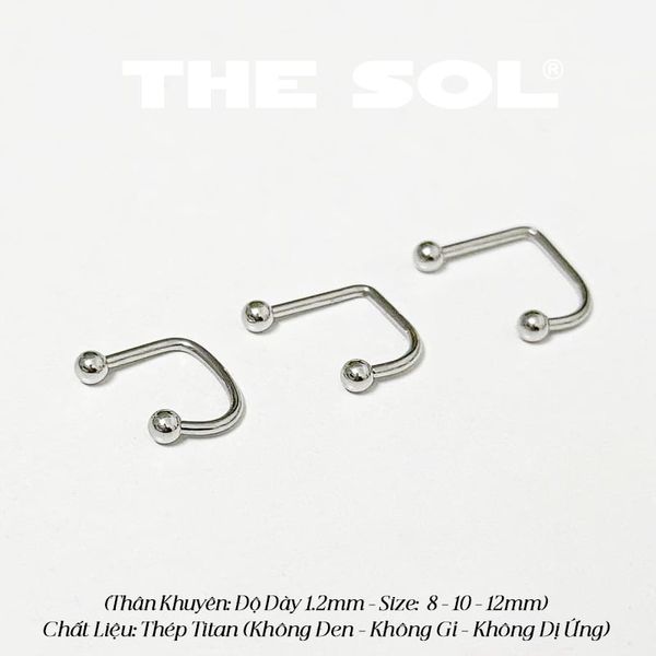  Khuyên Môi Titan Unisex Chữ U Bi Tròn 