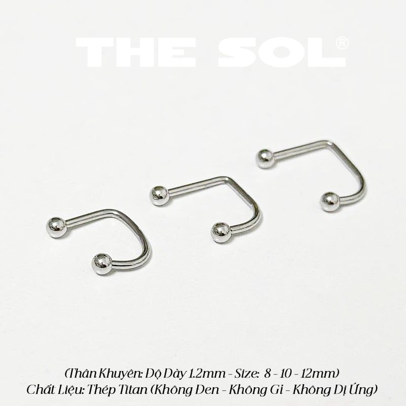  Khuyên Môi Titan Unisex Chữ U Bi Tròn 