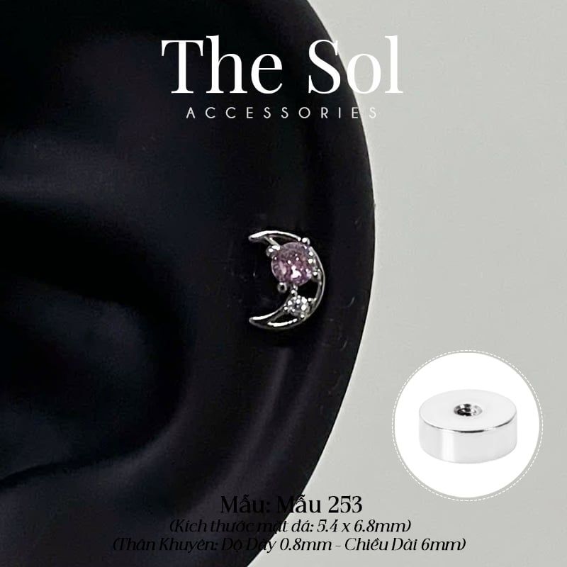  Khuyên Tai Thép Xi Mạ Pinky Moon - Mẫu 253 