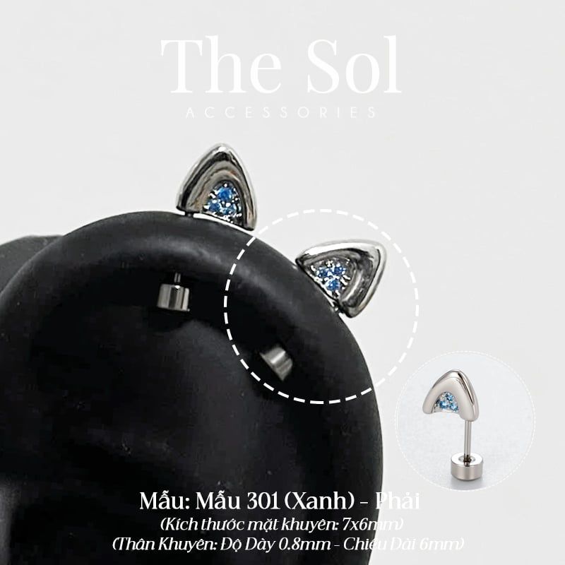  Khuyên Tai Thép Xi Mạ Cat's Ear - Mẫu 301 