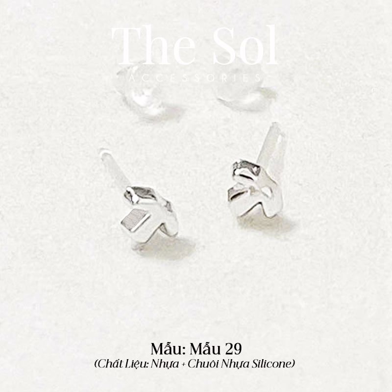  [SHOPEE] Bông Tai Nhựa Nhiều Mẫu Chuôi Su - Màu Bạc 