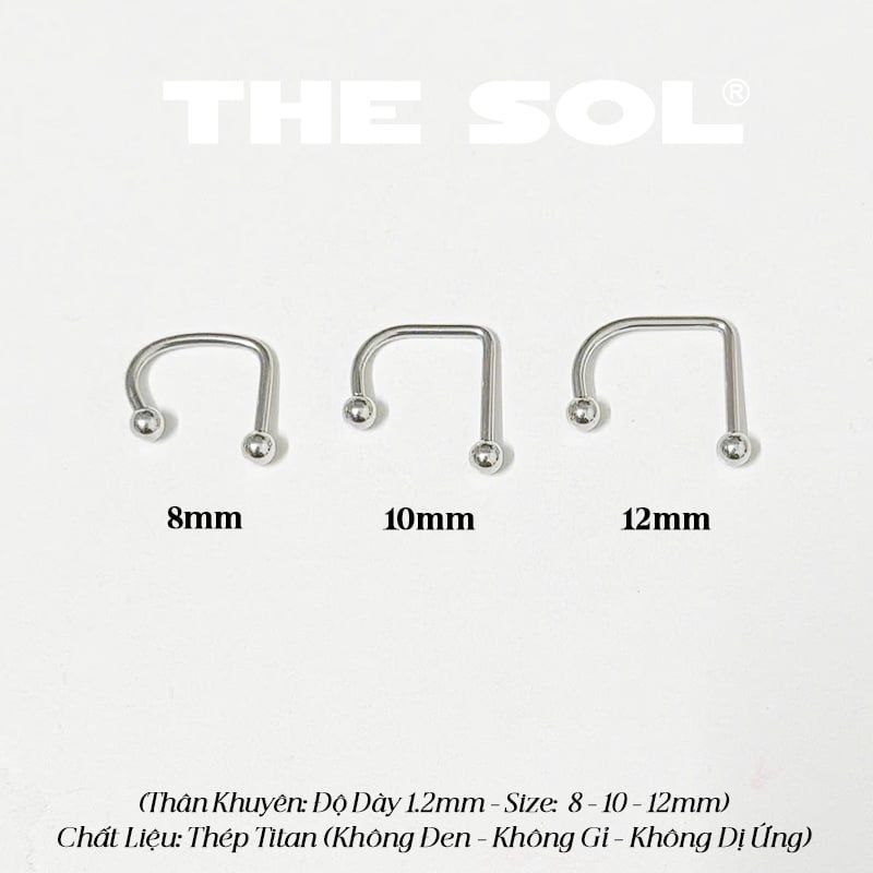  Khuyên Môi Titan Unisex Chữ U Bi Tròn 