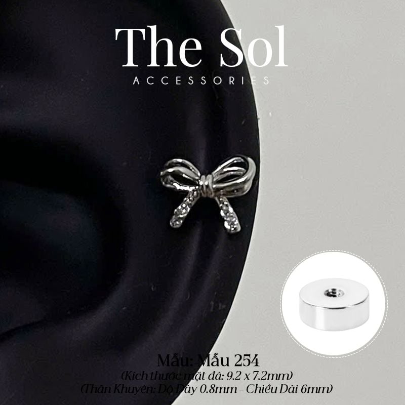  Khuyên Tai Thép Xi Mạ Dia Bow - Mẫu 254 