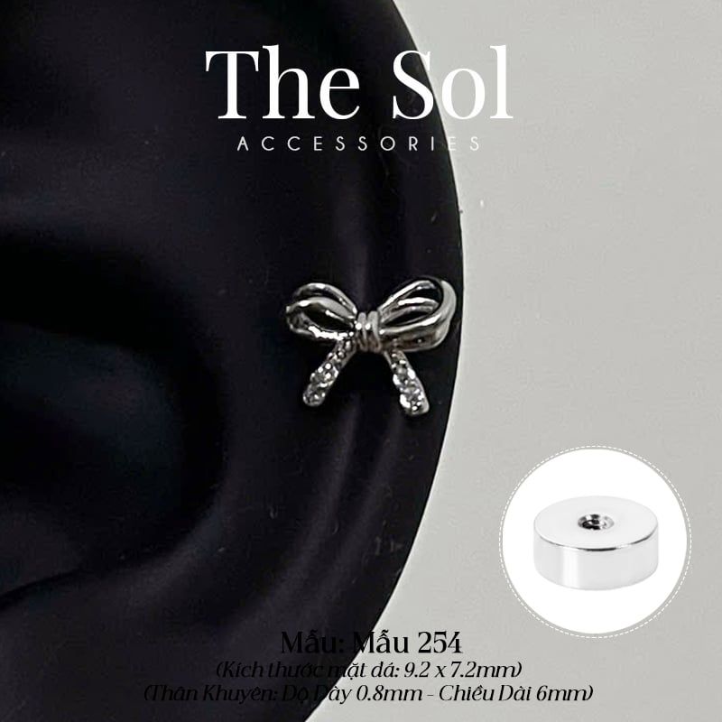  Khuyên Tai Thép Xi Mạ Dia Bow - Mẫu 254 