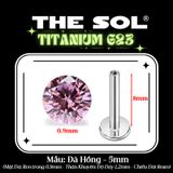  Khuyên Tai TITANIUM G23 Đính Đá Tròn Nhiều Màu 