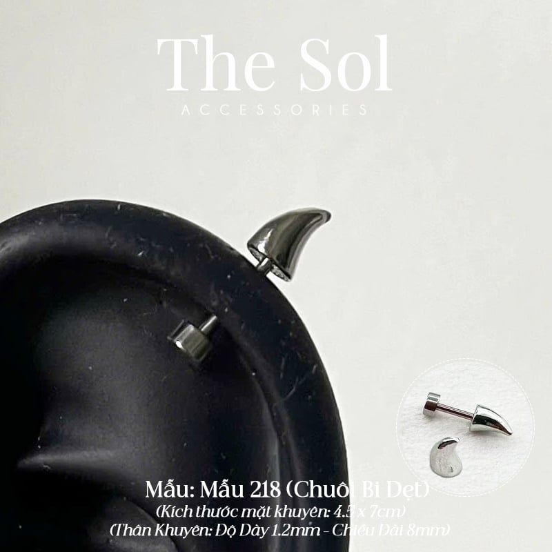  Khuyên Tai Thép Xi Mạ VERTICAL HELIX - Mẫu 218 