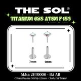  Khuyên Tai TITANIUM G23 ATSM F-136 PLUG-IN Đính Đá Tròn 