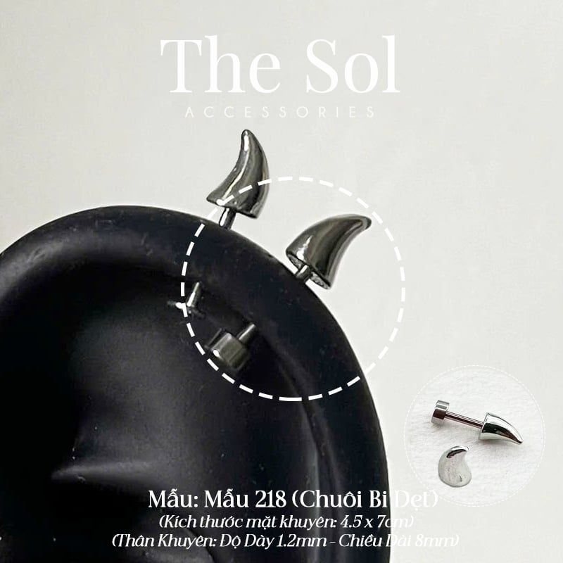  Khuyên Tai Thép Xi Mạ VERTICAL HELIX - Mẫu 218 