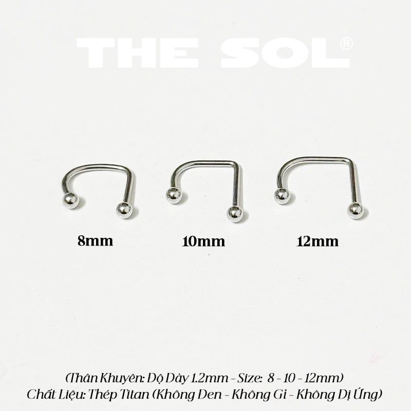  Khuyên Môi Titan Unisex Chữ U Bi Tròn 