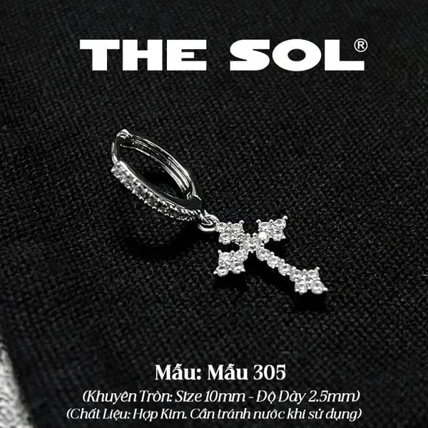  Khuyên Tai Hợp Kim Dia Full Cross - Mẫu 305 