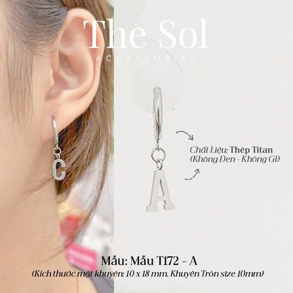  Khuyên Tai Titan The Alphabet - Mẫu T172 