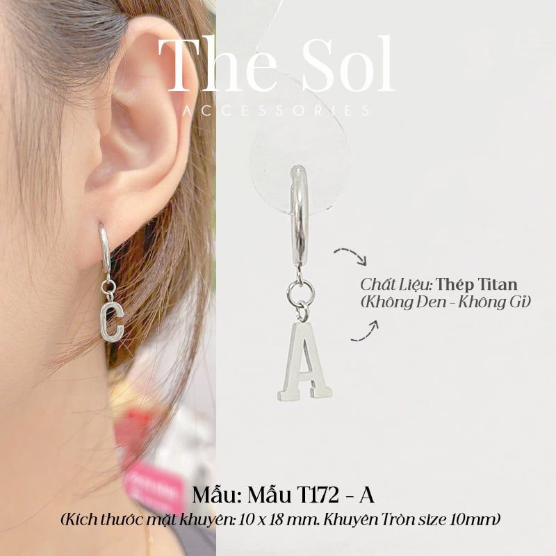  Khuyên Tai Titan The Alphabet - Mẫu T172 