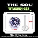  Khuyên Tai TITANIUM G23 Đính Đá Tròn Nhiều Màu 