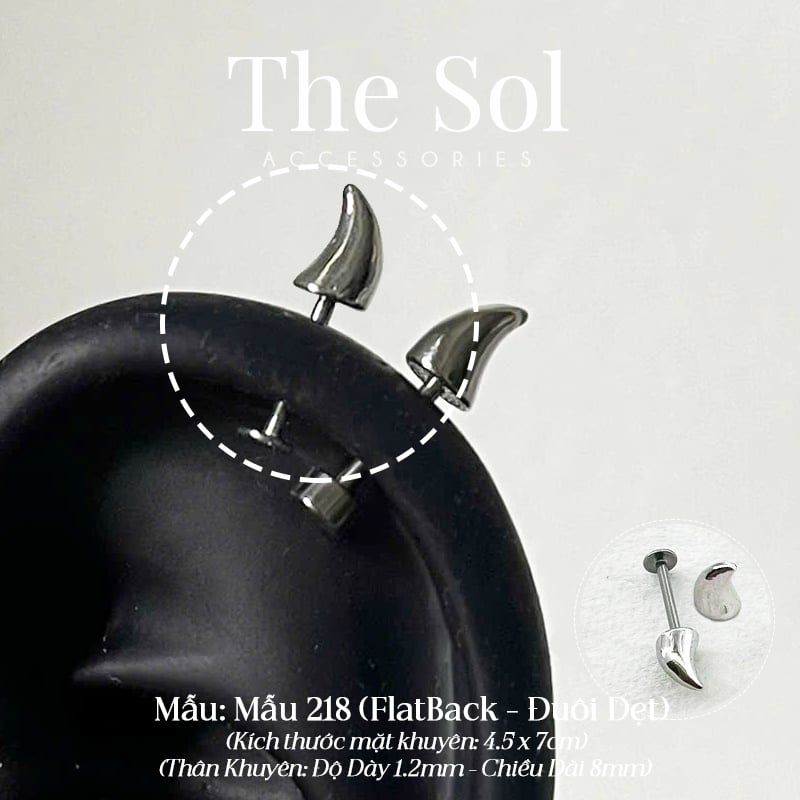  Khuyên Tai Thép Xi Mạ VERTICAL HELIX - Mẫu 218 