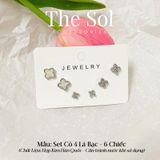  Set Bông Tai Hàn Quốc Cỏ 4 Lá - 6 Chiếc 