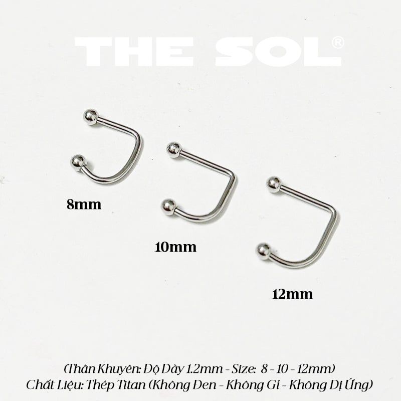  Khuyên Môi Titan Unisex Chữ U Bi Tròn 