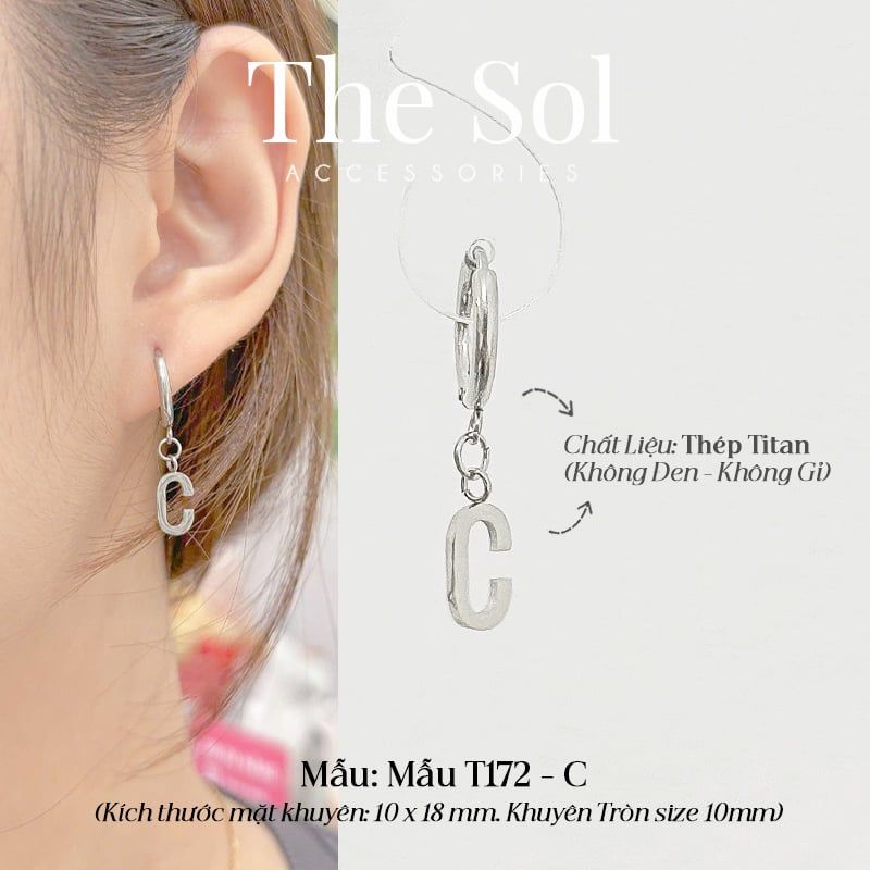  Khuyên Tai Titan The Alphabet - Mẫu T172 