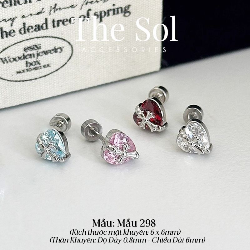  Khuyên Tai Thép Xi Mạ Cross In Heart - Mẫu 298 