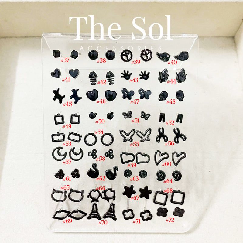  [SHOPEE] Bông Tai Nhựa Nhiều Mẫu Chuôi Su - Màu Đen 