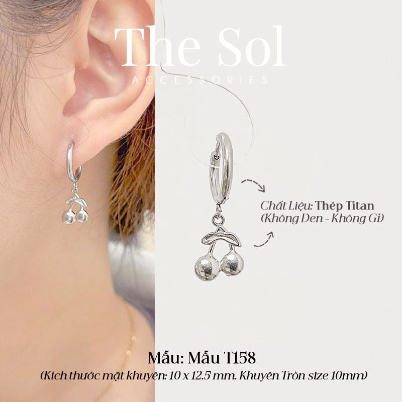  Khuyên Tai Titan The Cherry - Mẫu T158 