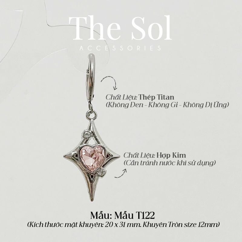  Khuyên Tai Titan The Heart - Mẫu T122 