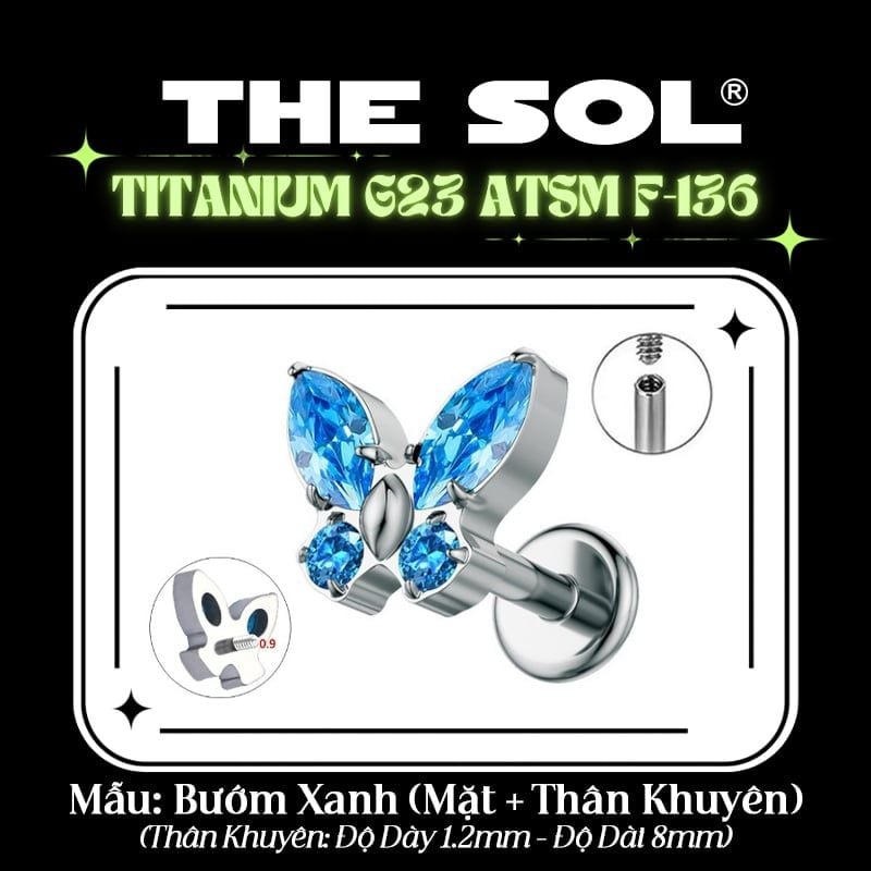  Khuyên Tai TITANIUM G23 Colorful Butterfly 