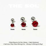 Khuyên Tai Titan The Basic Ngọc - Tròn Đỏ 