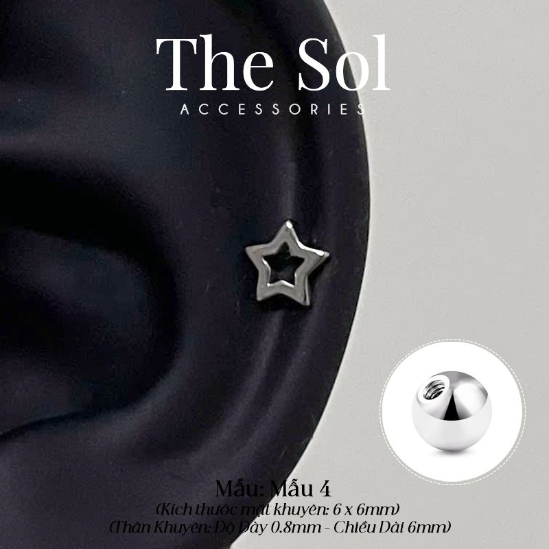  Khuyên Tai Thép Xi Mạ The Star - Mẫu 4 