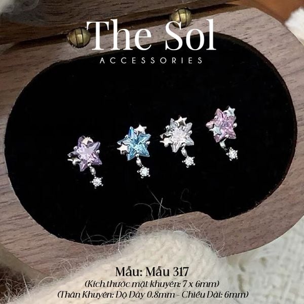  Khuyên Tai Thép Xi Mạ Bling Colour Star - Mẫu 317 